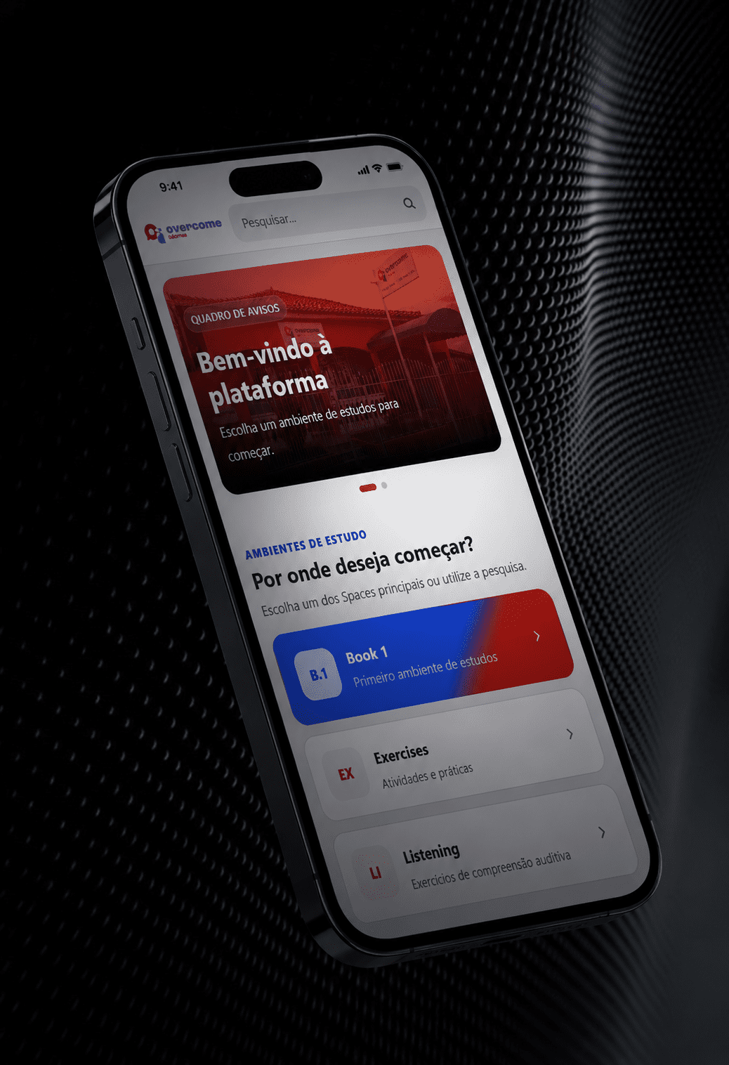 Celular acessando a plataforma de estudos
